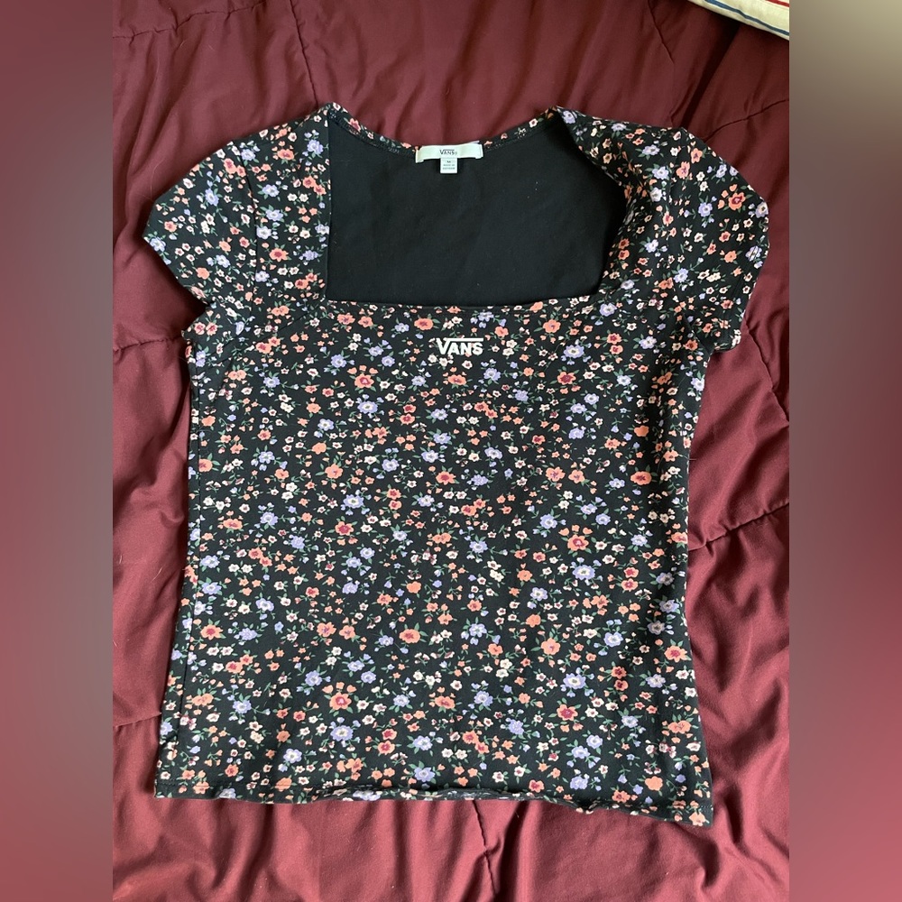 Vans floral crop shirt size medium